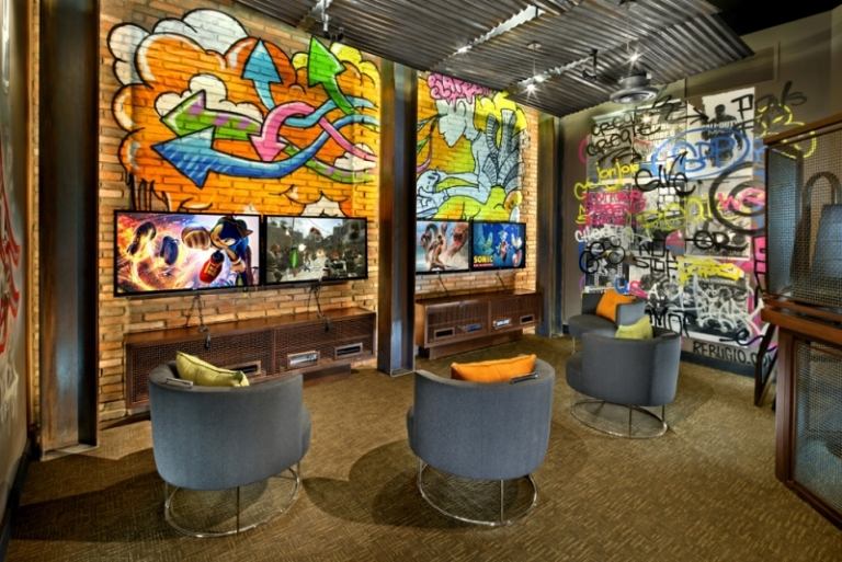 Idéer-tonåring-rum-original-design-kreativ-graffiti-vägg