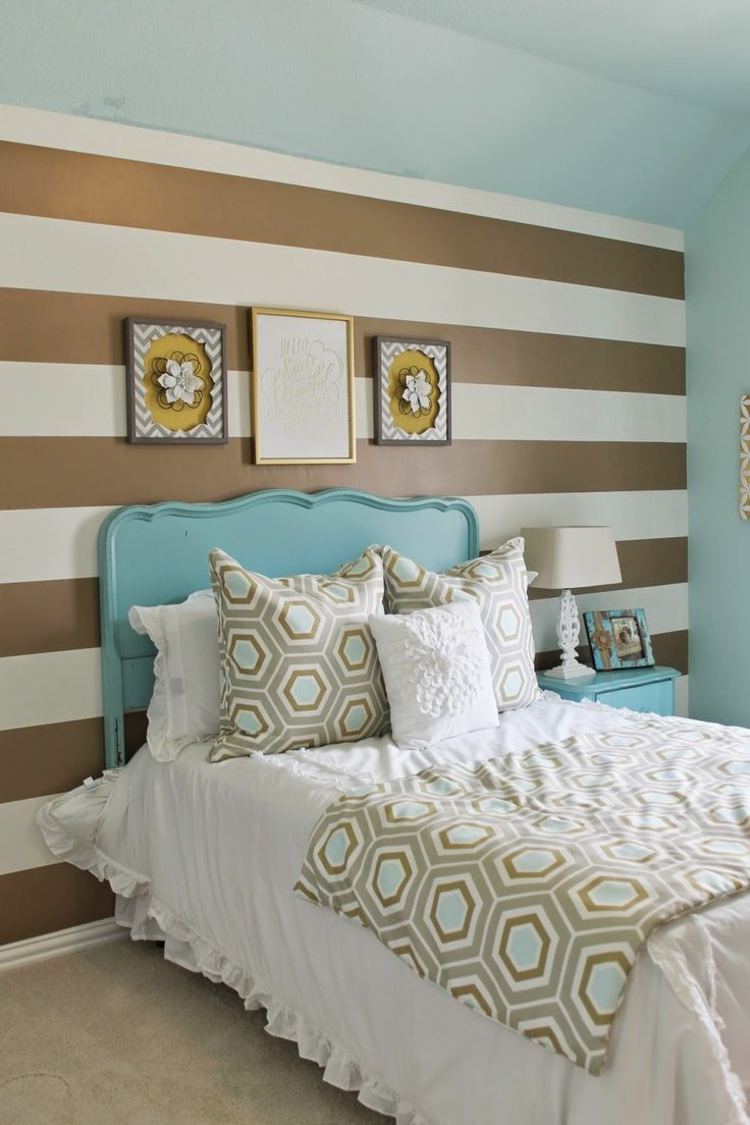 idéer för att måla sovrummet ränder guld vit strand stil