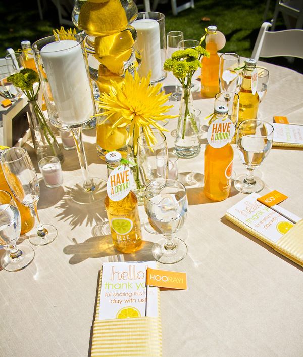färska gula färger bröllop bord dekoration