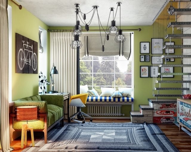 konvertering-ungdoms-rum-design-grön-vägg-måla-industriell-stil-deco