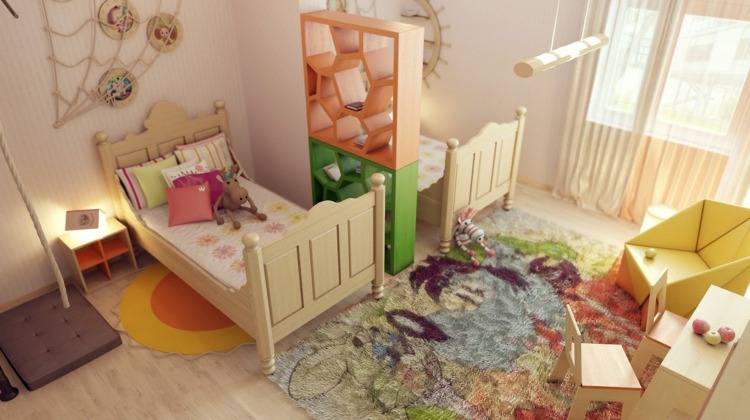 idé romantisk barnrum pastellfärger matta rumsdelare fåtölj