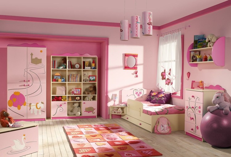 idéer för barnrumsdesign rosa rosa maedchen mattlampa