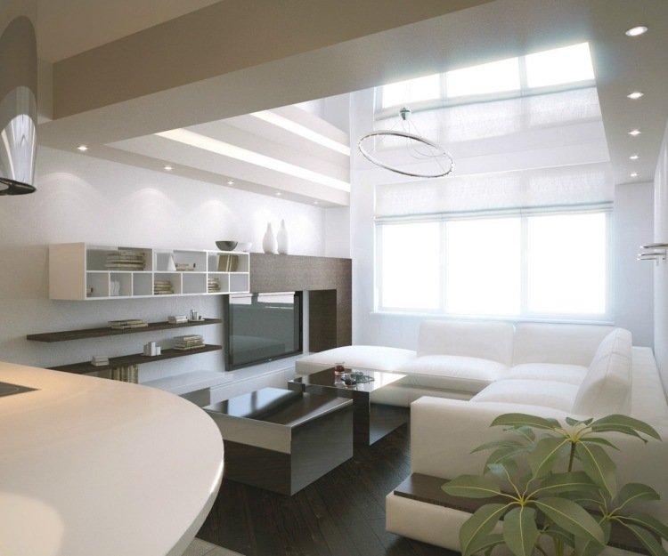 modernt vardagsrum-vitt-hörn-soffa-metall-soffbord-modern vägg