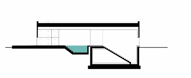 Inbyggda platt tak pool betong hus planlösning