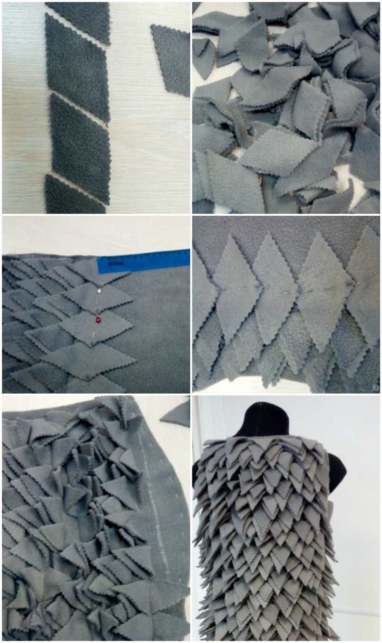 Hedgehog costume sy fleece grå instruktionsväst