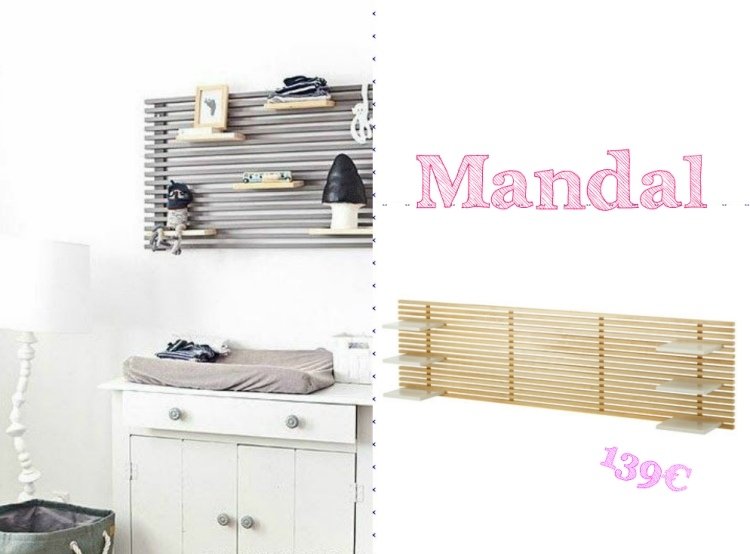 Ikea Mandal-säng-sänggavel-remodel-trä-lameller-baby rum-vägg-dekoration