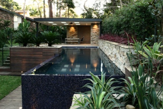 textur design trädgård pool terrass tak design