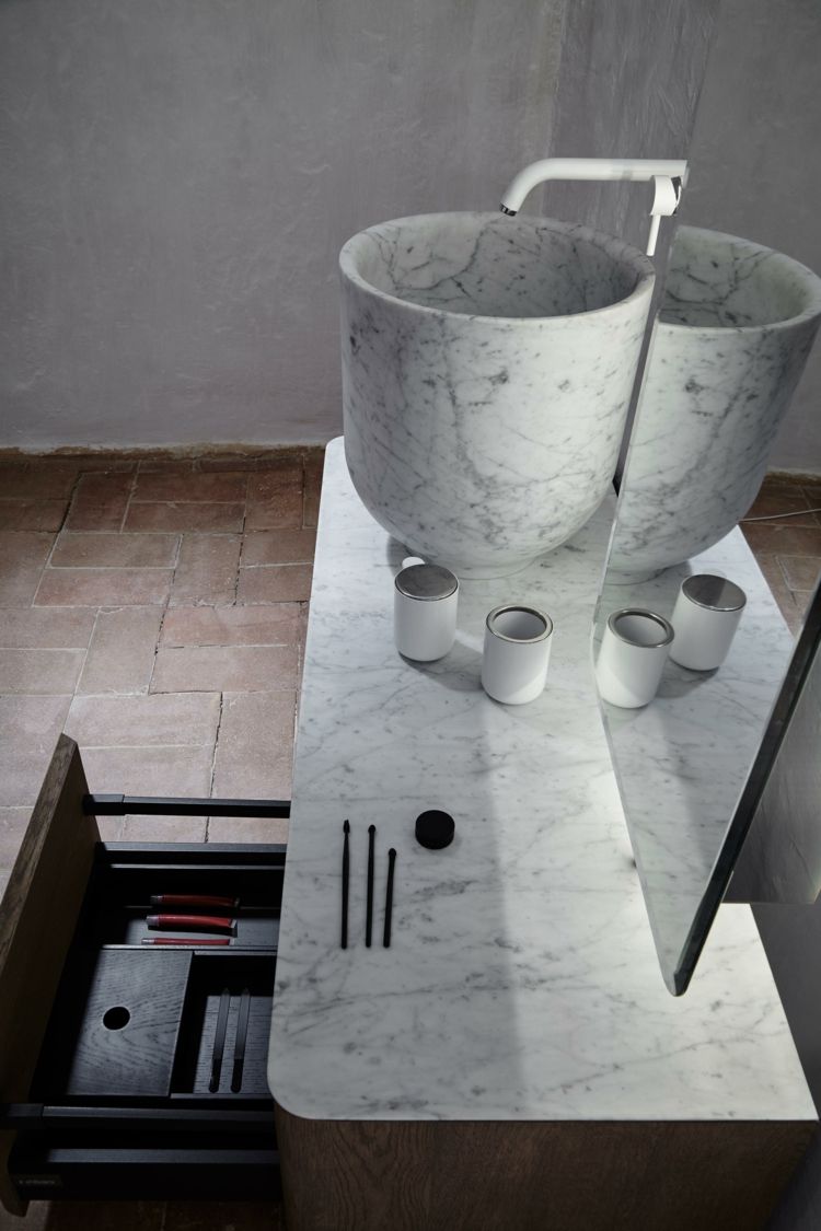 inbani origin collection set 3 marmor fåfänga spegelbelysning handfat