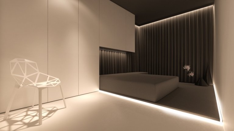 indirekt-belysning-led-sovrum-under-säng-minimalistisk-inredning