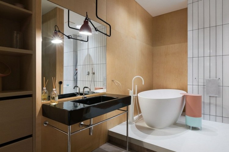 lampa industriell design badrum modern inredning fristående badkar
