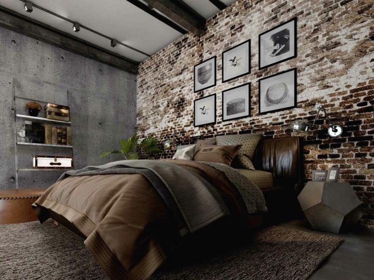 vad är industriell design sovrum betong tegel bildgalleri säng läder