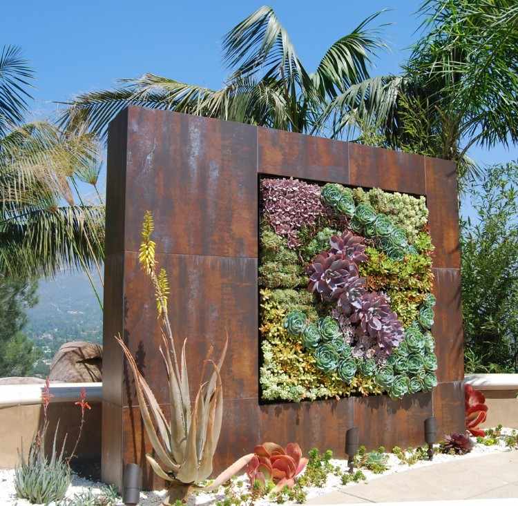bransch ser trädgårdsdesign idéer tips kaktusar succulenter järnvägg