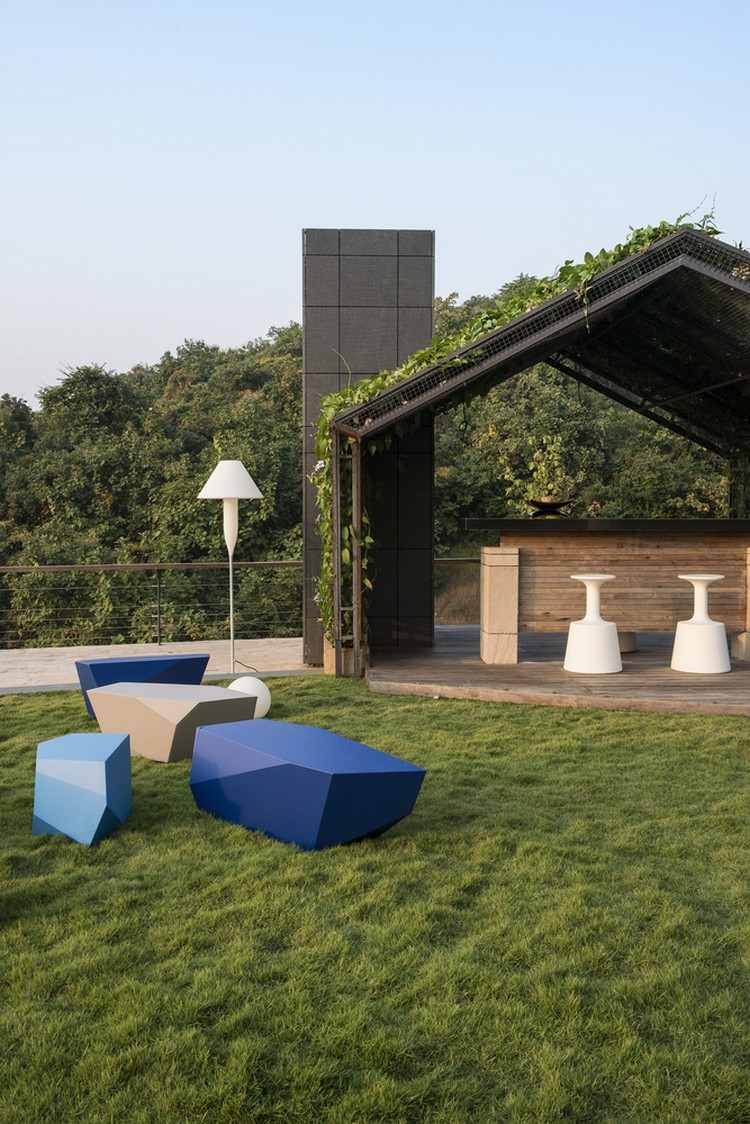 trädgård lusthus bar origami möbler gräsmatta