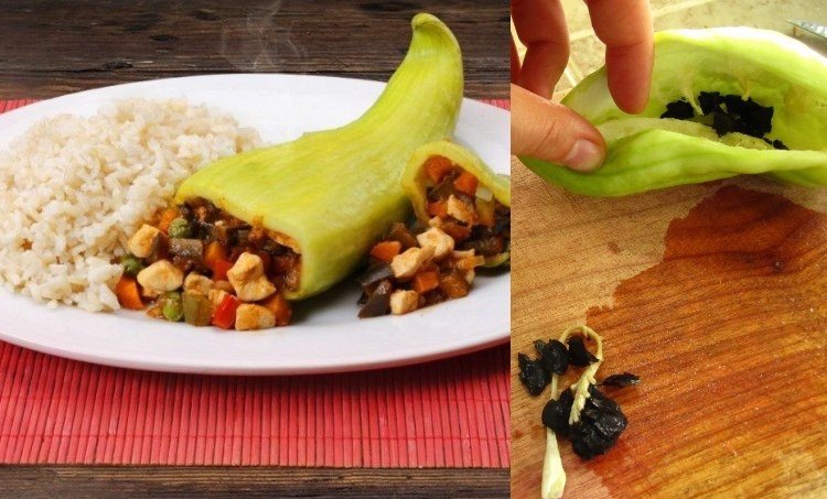 Inka gurka recept fyllda med nötkött eller kyckling och ris