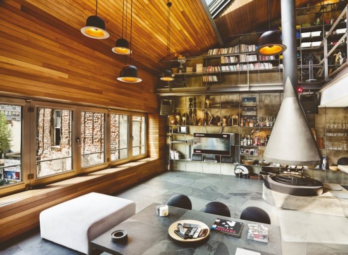 Karakoy-Penthouse-modern-inredning-design-industriell-stil-iroko-trä-tak