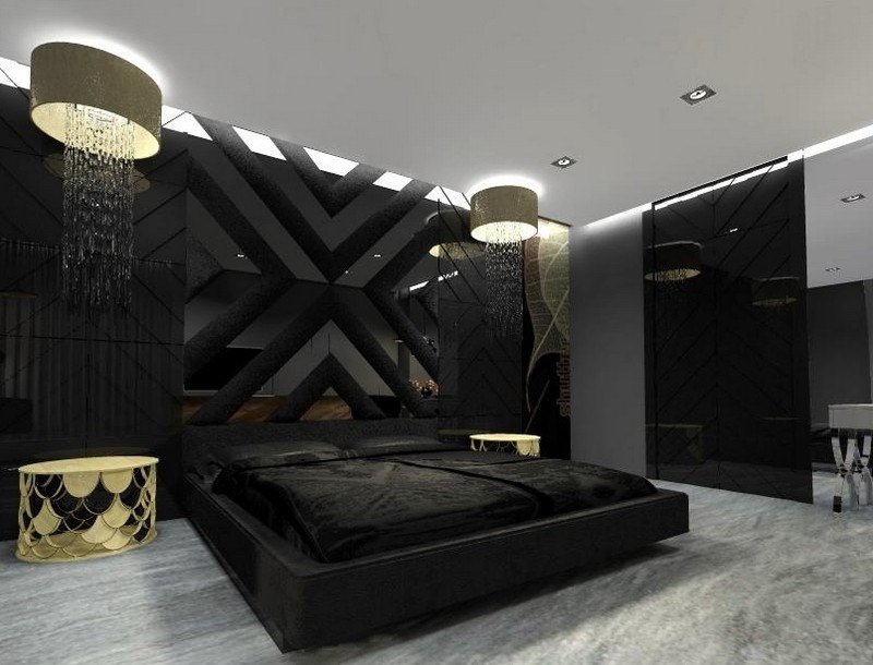 Interiör-idéer-sovrum-säng-sänggavel-svart-bilder