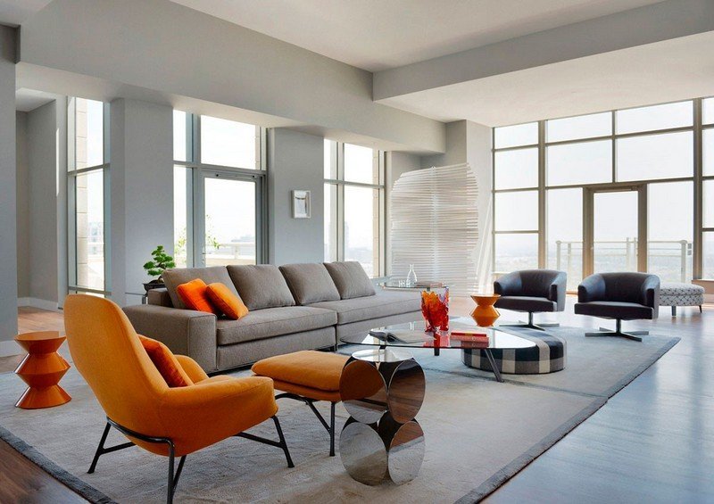 Inrednings-idéer-vardagsrum-retro-möbler-designklassiker-orange-fåtölj