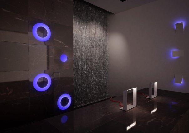 IncontroArdito LED -belysningssystem marmorbruna plattor
