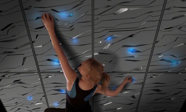 Nova klättervägg strukturerade paneler i anpassad belysningskoncept innovativt
