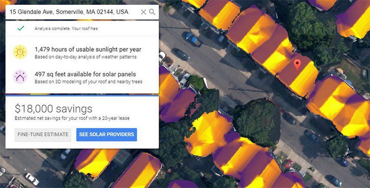 Solfångare testar google-solljus-område-besparingsanalys