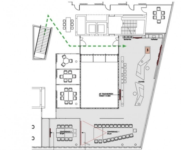 Innovativt mötescenter för inredningsdesign Microsoft fågelshowplan