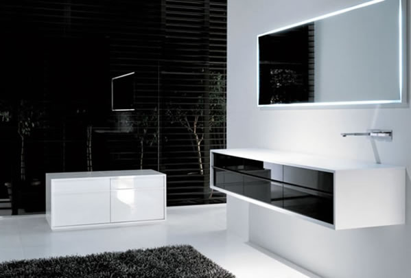 minimalistisk badrumsdesign i svart och vitt