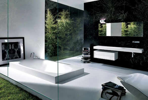 minimalistisk badrumsdesign i svart och vitt