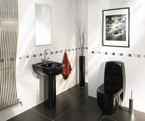 liten badrumsdesign - svarta badrumsmöbler