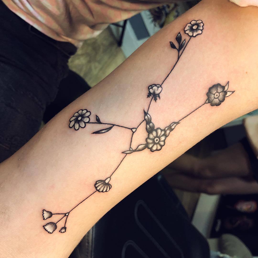 Zodiac tatuering stenbock arm tatuering geometriska mönster tatuering trender 2019 kvinnor