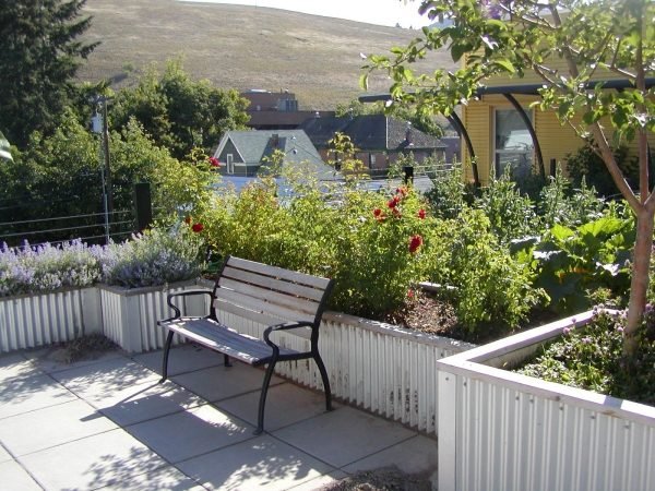 Växtytor takbalkong terrassbänk