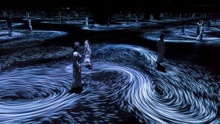 digital konst interaktiv installation rörliga vattenvirvlar