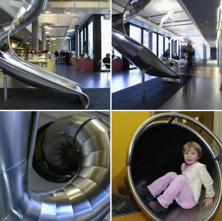 google building slide fun kantine metal design ideas zuerich