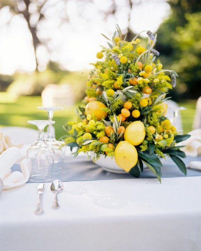 Citron citrus gul bukett fruktskål dekorationer