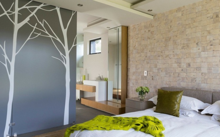 hus bostadsstruktur naturmaterial vägg design träd grå sten skänk