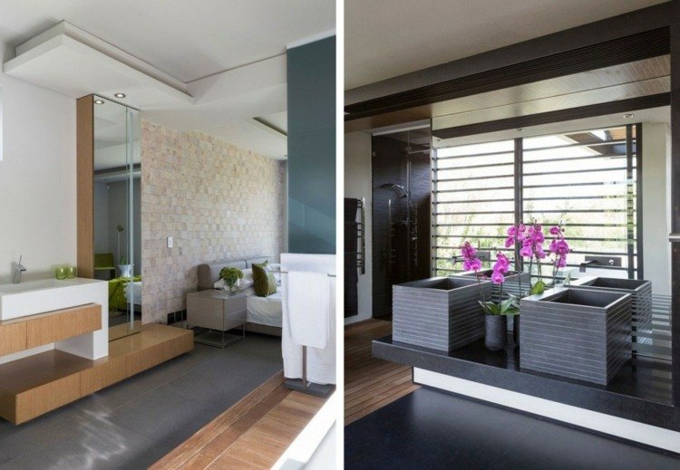 hus bostadsstruktur naturmaterial badrumsmöbler konsol tvättställ dekoration orkidé