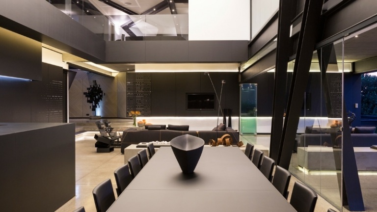 interiör golv betong grå bordsfönster monokrom design