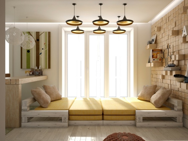 design interiör futon design gästsäng soffa gult vardagsrum