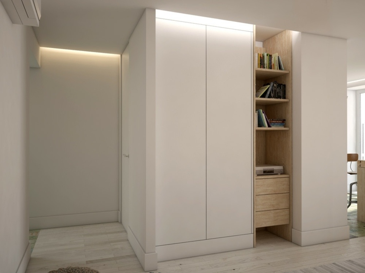 design inre hall design möbler inbyggd hylla vit skåpdörr