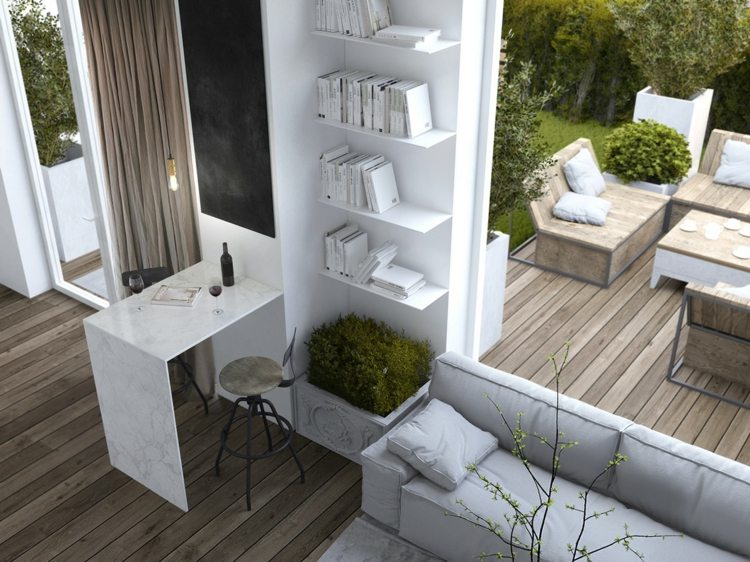 design interiör grå soffa parkett minimalistisk design idé lägenhet