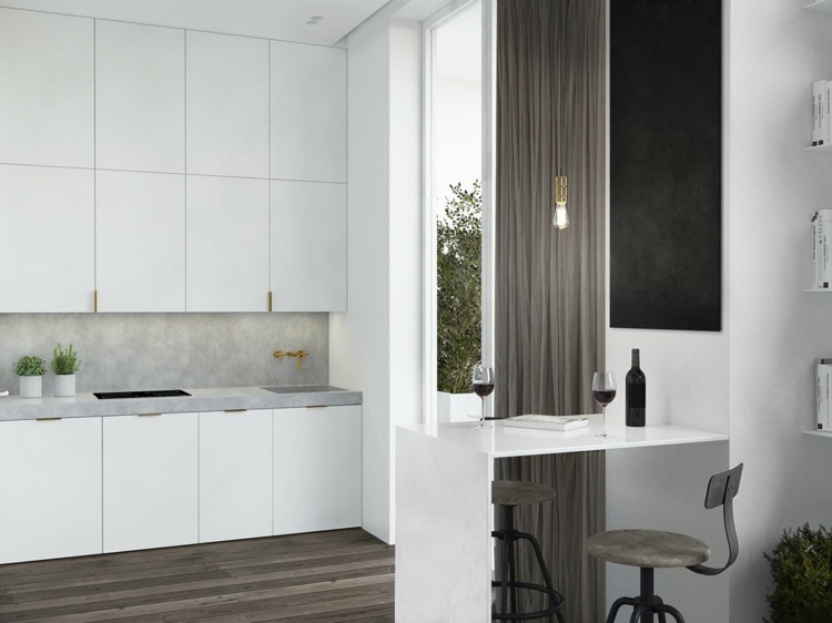 design interiör kök trä mörka vita skåp modern design