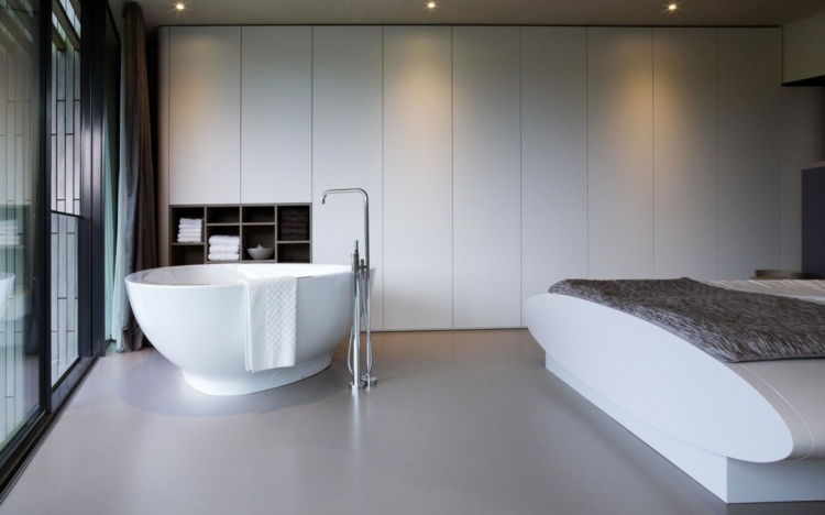 sovrum design badkar svartvit modern inredning