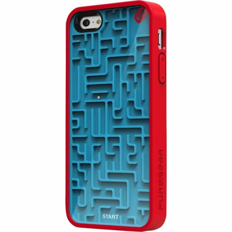 iphone fodral spel labyrint blå röd design