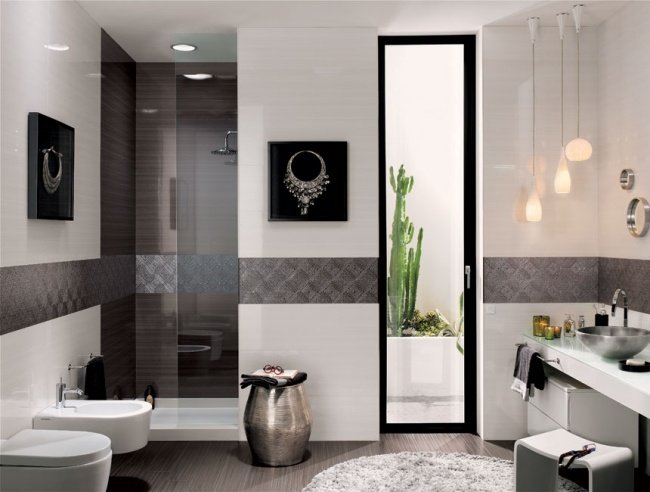 Voyage svartvitt badrumsdesign modern duschkabin i glas