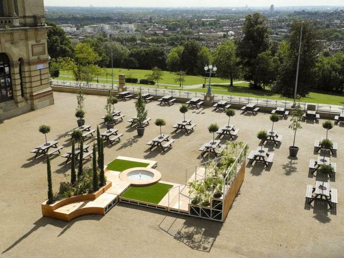 italiensk trädgård london mobil fontän amfiteater