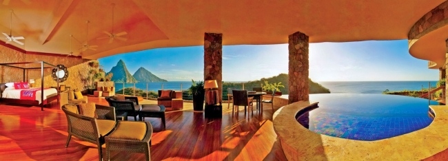 Jade-Mountain-Resort-orange-färg-lugnar-sinnena-sömn-sittgrupp-i-ett-rum-pool-oändlighet-symbol