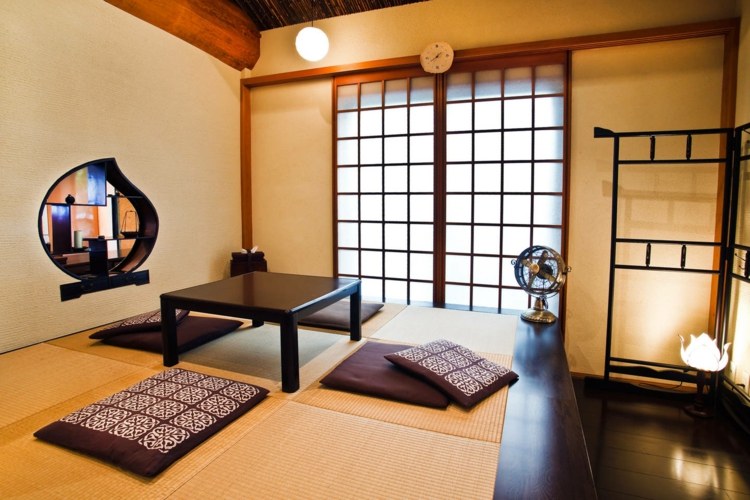 japansk deco tatami möblering-asiatisk sittdyna-matbord