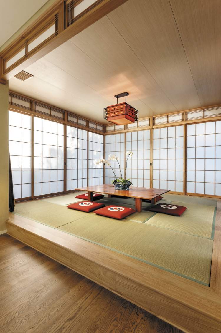 japansk-dekoration-tatami-infälld-golv-piedestal-zen-stil