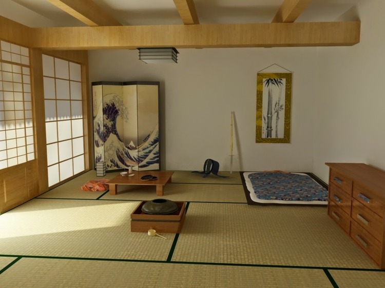 japansk-deco-tatami-tak-balk-dekoration-rumsavdelare-byrå