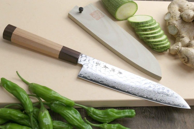 japansk kniv santoku damaskus stål