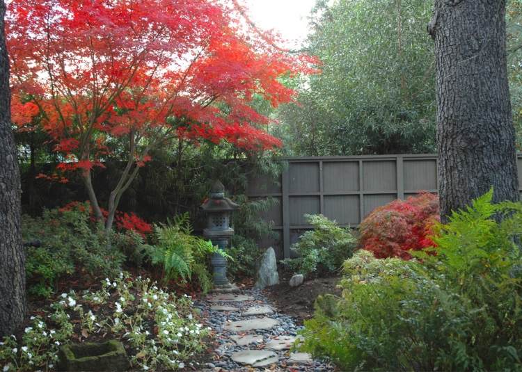 japansk-lönn-zen-trädgård-flaggstenar-grus-gångväg-sekretess-vägg